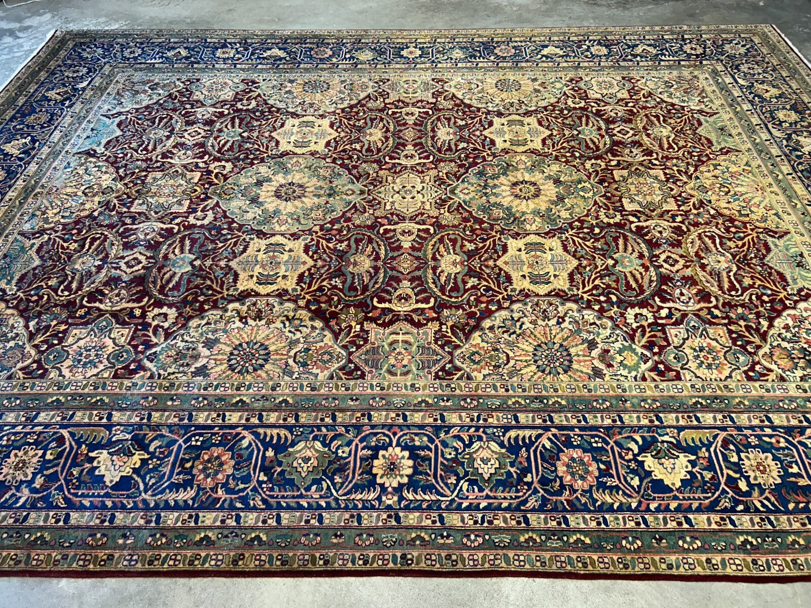 9'1"x12'3" Very Fine Hand-Knotted 100% Fine Wool Pile IndoTabriz Rug