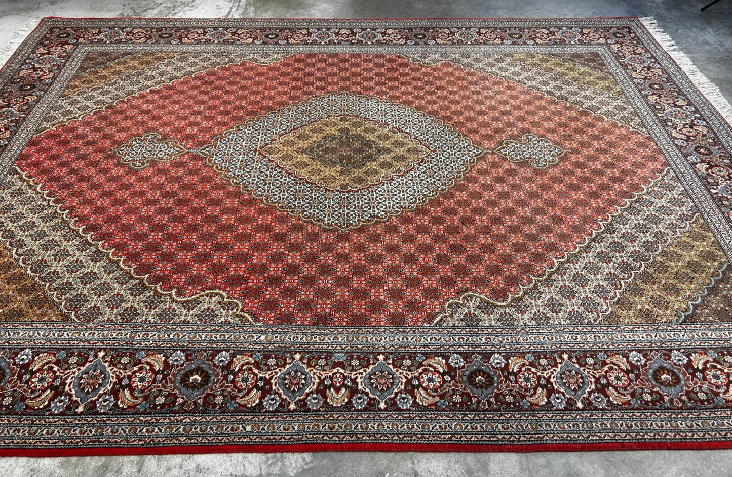 8'3"x11'3" Hand-Knotted Silk & Wool Tabrize Fish Style Area Rug