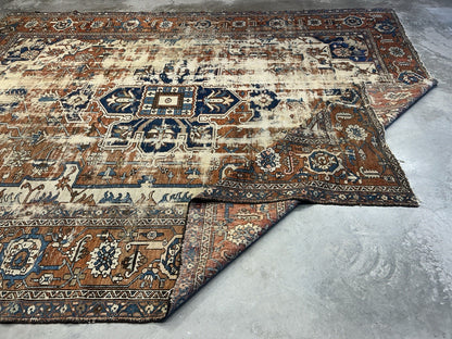 Collector Item- 10’5”x12’8” Old Antique Hand-Knotted Wool Pile Serapie Area Rug
