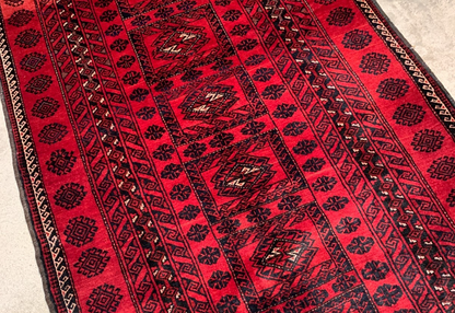 3'4"x5'6'' Hand-Knotted 100% Wool Pile Balouchie Area Rug