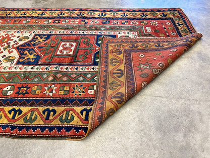 Collector Item -  3'4"x5'6" Antique Hand-Knotted 100% Wool Pile Kazak Rug
