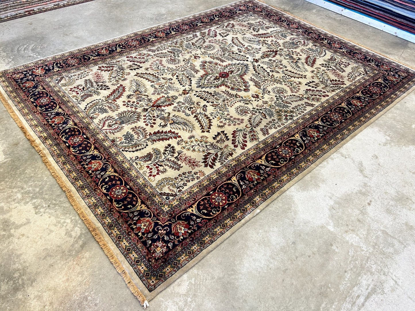 8'8"x11'8" Hand-Knotted 100% Lamb Wool Sarouke Design Carpet - Area Rug