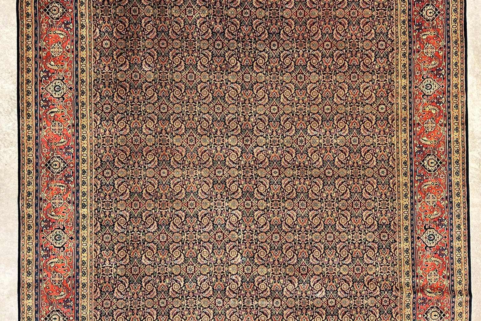 9'x12' Fine Hand-Knotted 100% Wool Pile Herati Design Carpet - Area Rug