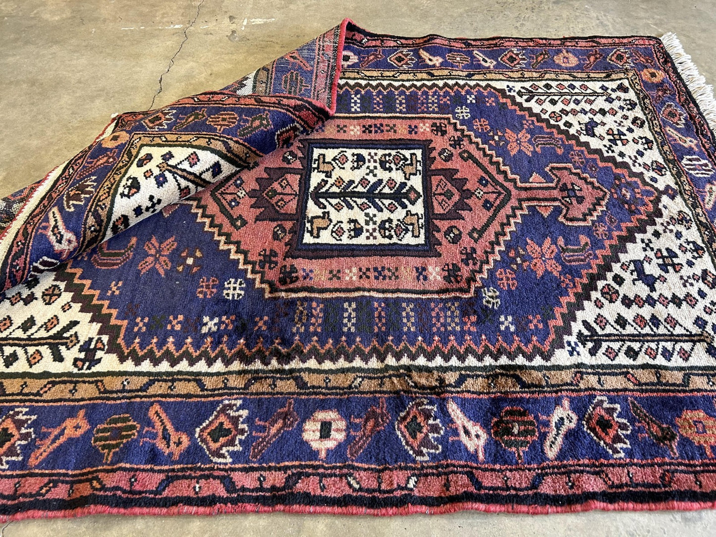 3'4"x5' Hand-Knotted 100% Wool Pile Herize Area Rug - Carpet