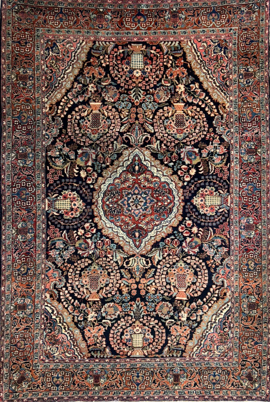 4'8"x7' Antique Hand-Knotted 100% Wool Pile Josane Area Rug - Carpet