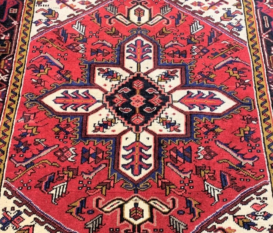 4'0" x 6'1" Hand-Knotted 100% Wool Geometric Persiane Herize Rug