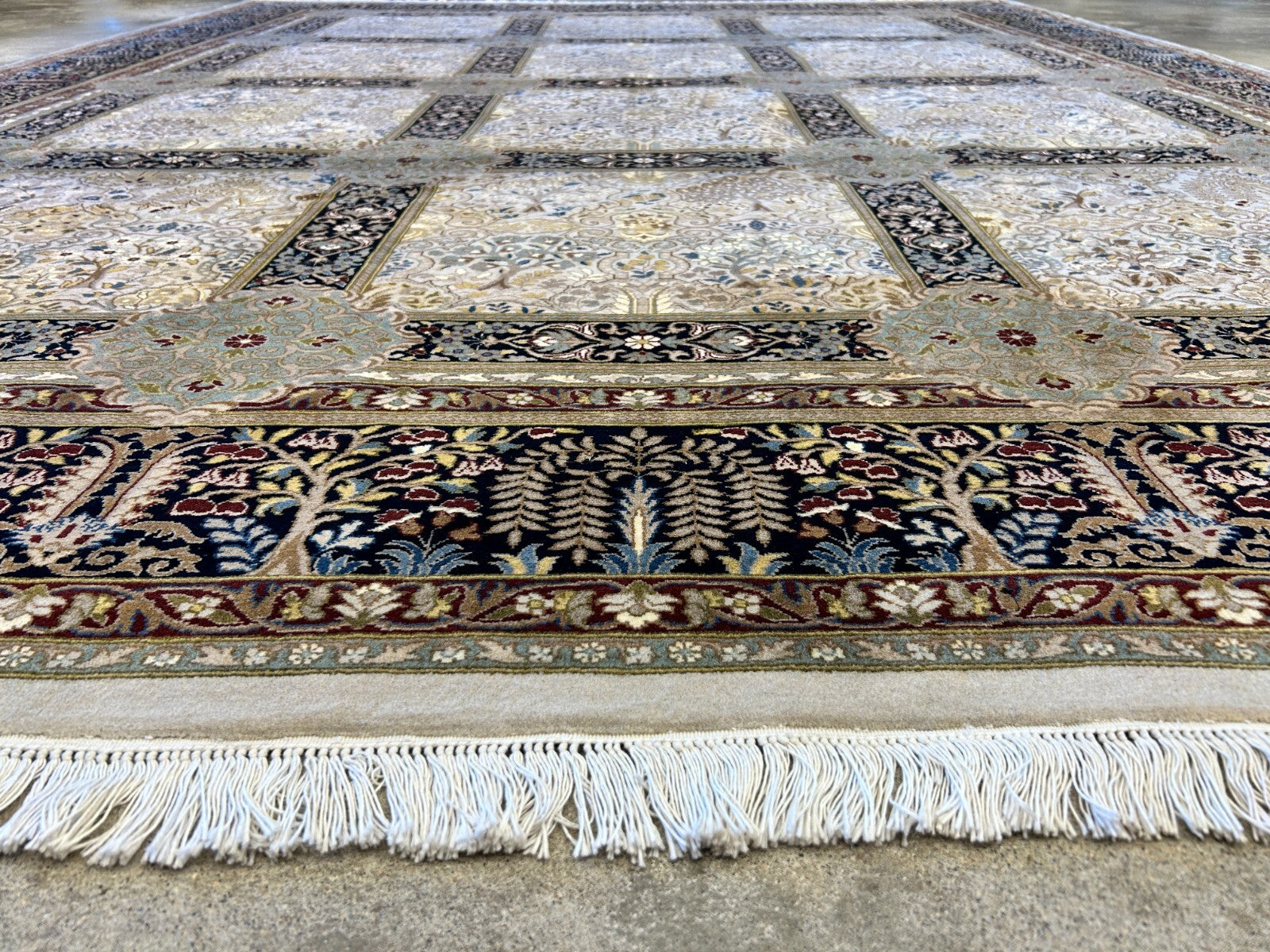 9'2"x12'4" Fine Hand-Knotted 100% Wool Pile Floral Carpet - Area Rug