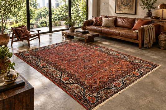 5'1"x6'1" Antique Hand-Knotted 100% Wool Pile Sennehe Area Rug - Carpet