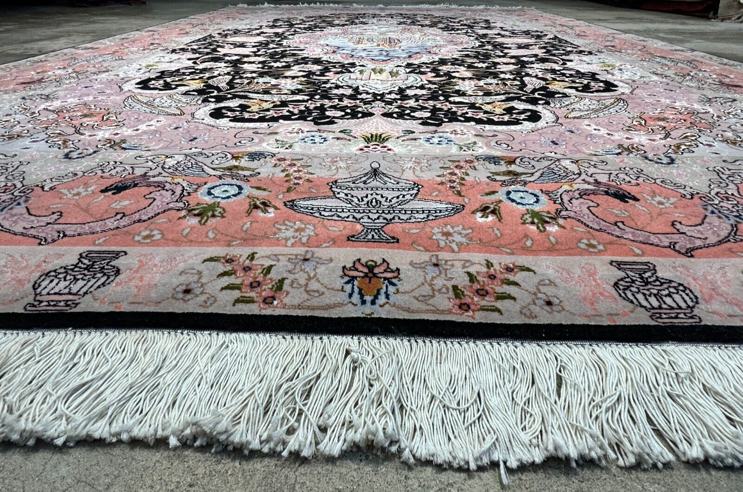 6'8"x10'3" Very-Fine Hand-Knotted Wool & Silk Blend Tabrize Carpet - Area Rug