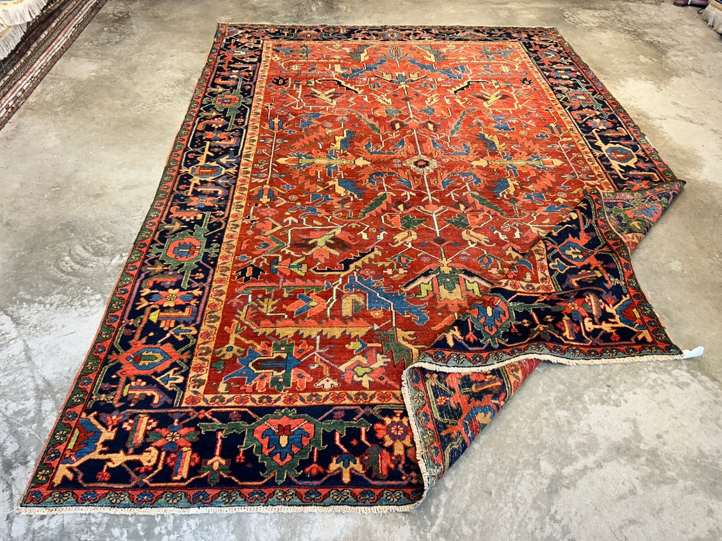 Collector Item - 9'x12'4" Antique Fine Wool Herize Serapy Hand-Knotted Rug