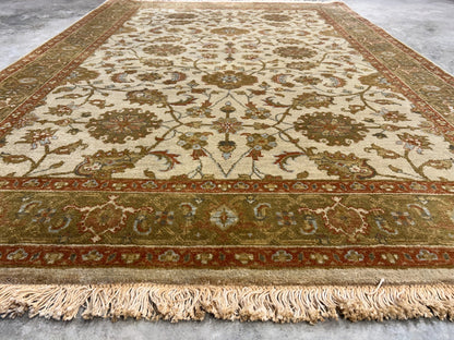 4'2"x6' Fine Hand-Knotted 100% Wool Pile All-Over Area Rug - Carpet