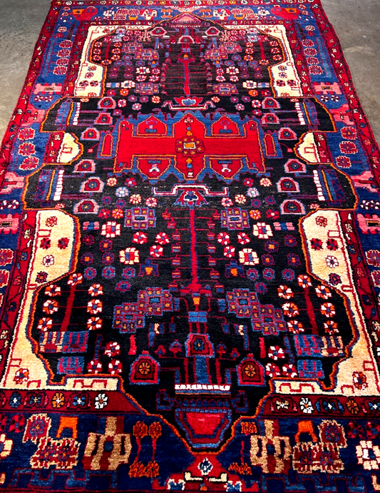 5'0" x 8'9" Hand-Knotted 100% Lamb Wool Pile Nahavande Area Rug - Carpet