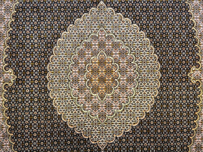 6'7"x9'7" Fine Hand-Knotted Wool & Silk Blend Tabrize Mahi Carpet - Area Rug