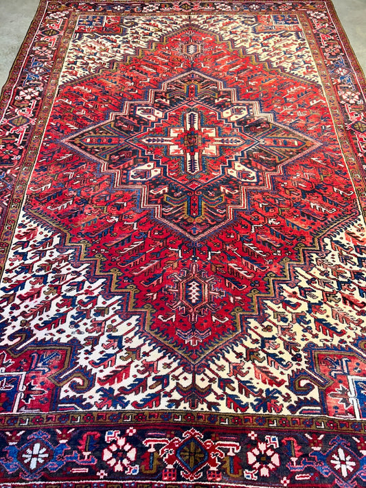 7'9"x11'2" Hand-Knotted 100% Wool Pile Herize Rug