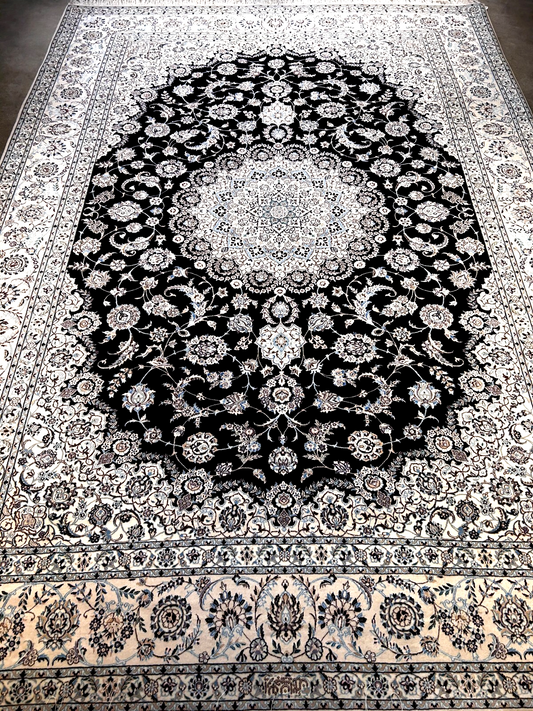  8'3"x11'10'' Very Fine Silk & Wool Habibian Naine Area Rug - Area Carpet