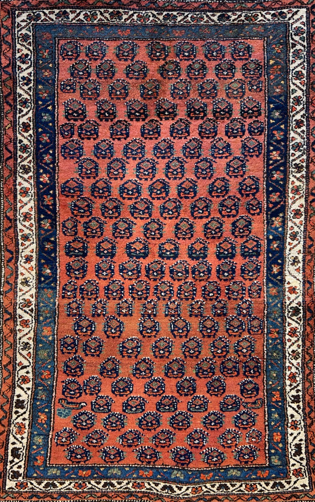3'9"x5'9" Antique Hand-Knotted 100% Wool Pile Hamadane Area Rug - Carpet