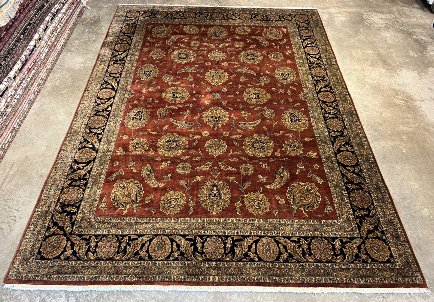 8'10"x12'3" Hand-Knotted 100% Wool Pile Indian Rug