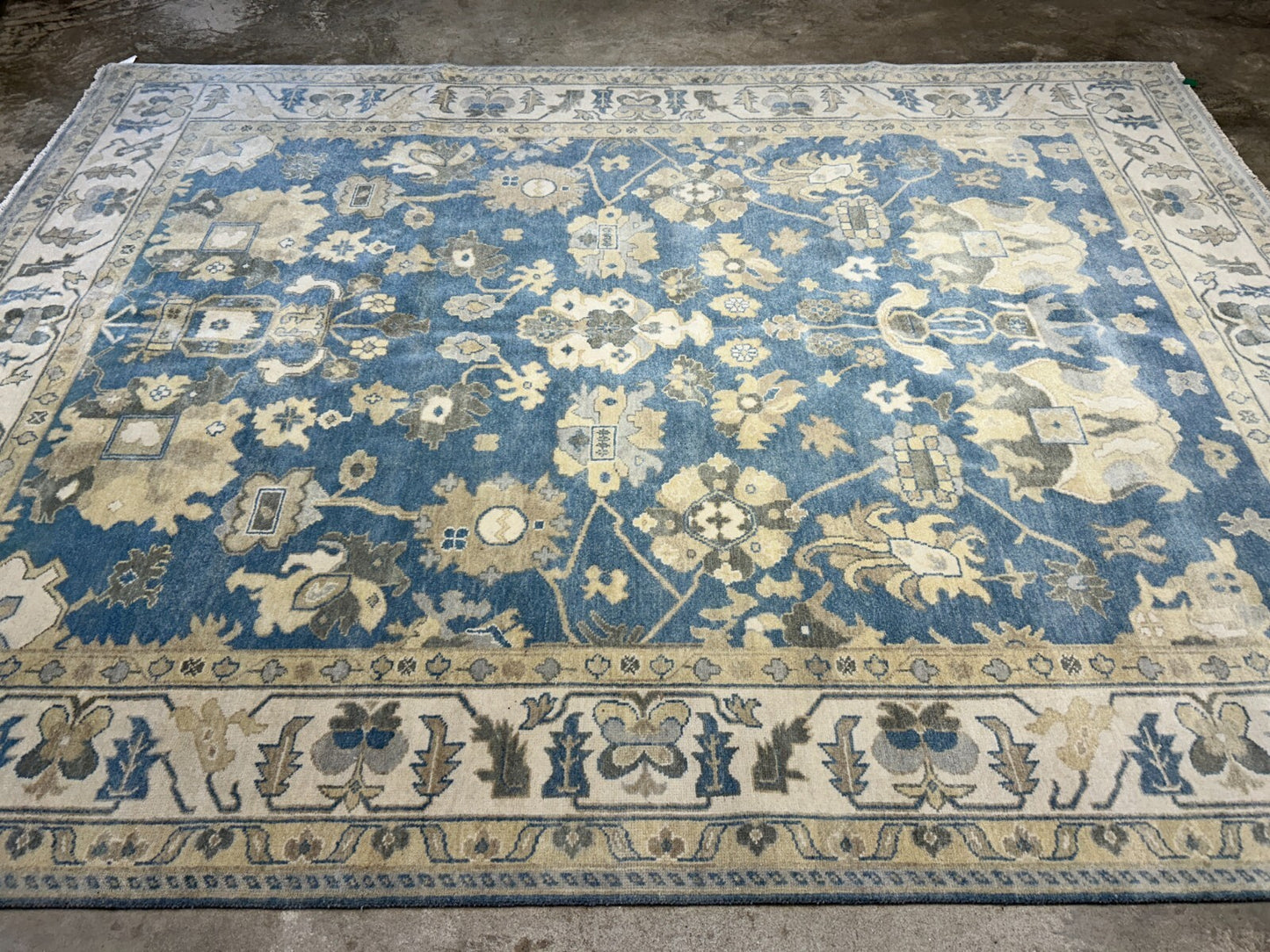 9'1"x12'2" Hand-Knotted 100% Wool Pile Oushak Rug