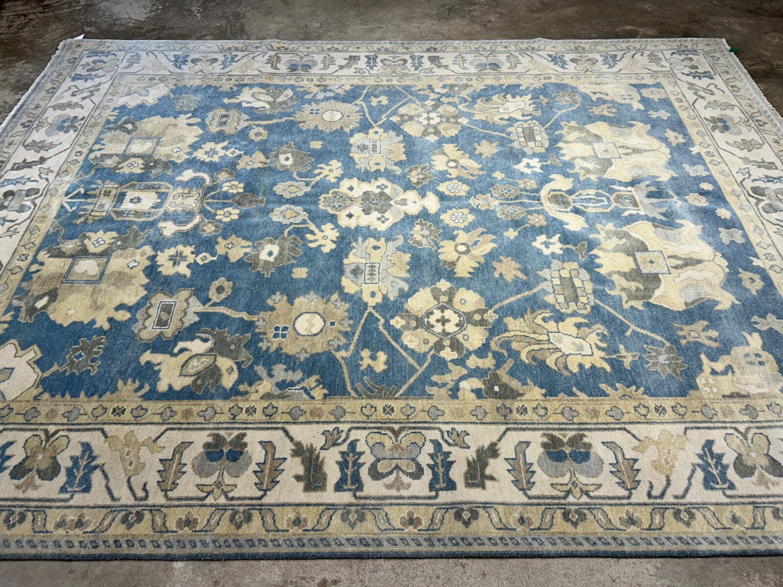 9'1"x12'2" Hand-Knotted 100% Wool Pile Oushak Rug