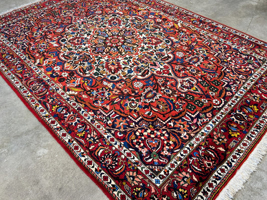 6'11"x9'8" Hand-Knotted 100% Wool Pile Bakhtiarie Carpet - Area Rug