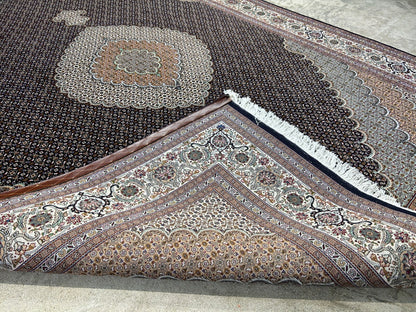 6'8"x10' Fine Hand-Knotted Wool & Silk Oriental Tabrize Rug - Area Carpet