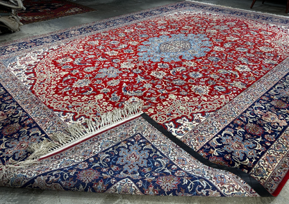 8'10"x12'4" Extra Fine Hand-Knotted Wool & Silk Isfahane Zolfaghari Rug