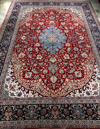 8'10"x12'4" Extra Fine Hand-Knotted Wool & Silk Isfahane Zolfaghari Rug