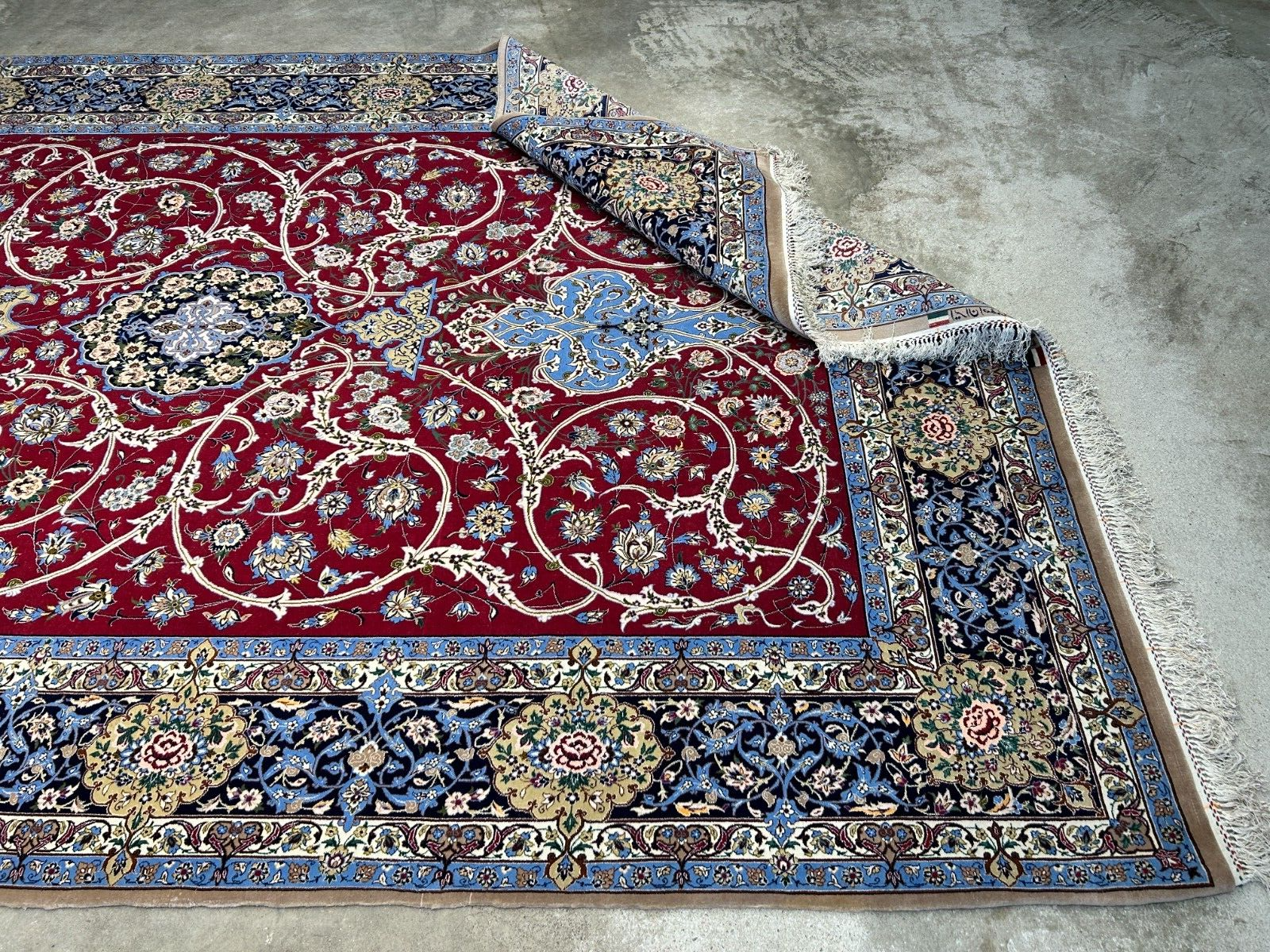 6'10"x10'4"Extra Fine Hand-Knotted Wool & Silk Isfahane Rug - Area Carpet