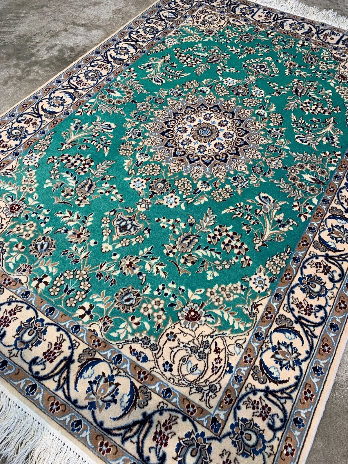 3'3"x4'9'' Very Fine Hand-Knotted Silk & Wool Naine Area Rug - Carpet