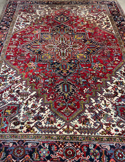 8'2"x10'8" Vintage Hand-Knotted 100% Wool Pile Herize Area Rug - Carpet