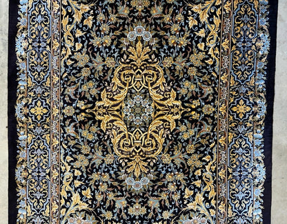 3'4"x5'2" Exquisite Extra-Fine Hand-Knotted 100% Silk Qume Area Rug
