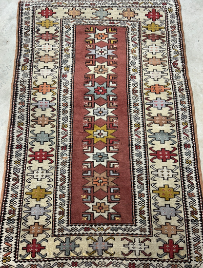 3'x5' Antique Hand-Knotted 100% Wool Pile Caucasian Area Rug - Carpet
