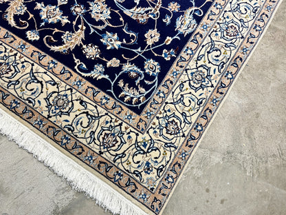 6'5"x10'1" Hand-Knotted Silk & Wool Blend Carpet - Naine Area Rug