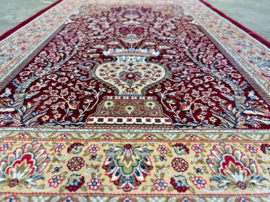 2'8"x4'1" Hand-Knotted 100% Silk Persiane Style Prayer Rug