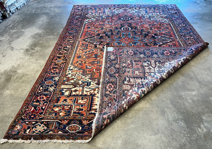 7'5"x11'1" Hand-Knotted 100% Wool Pile Herize Rug