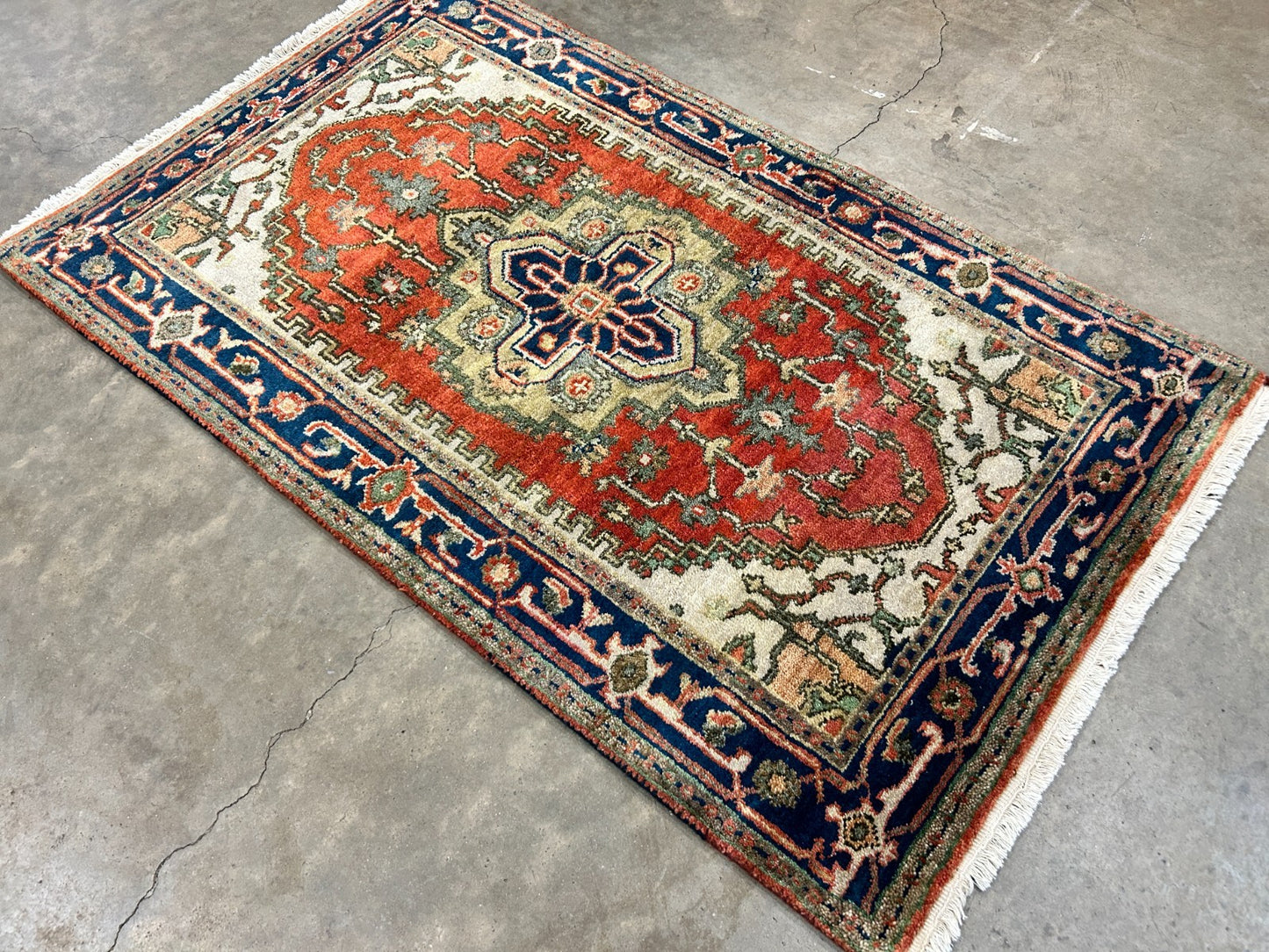 3'x5' Hand-Knotted 100% Wool Pile IndoSerapi Rug