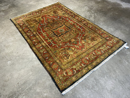 4’1”x6’1” Hand-Knotted 100% Wool Indoserapi Area Rug - Carpet