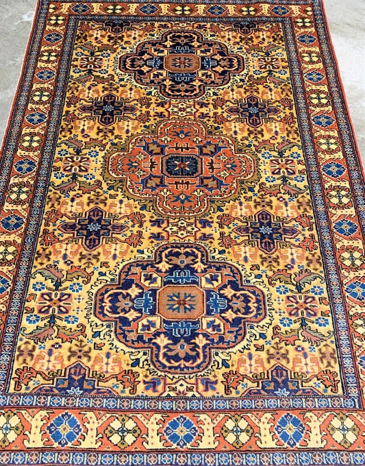 4'5'' x 6'4" Hand-Knotted 100% Wool Ardabili Area Rug - Carpet