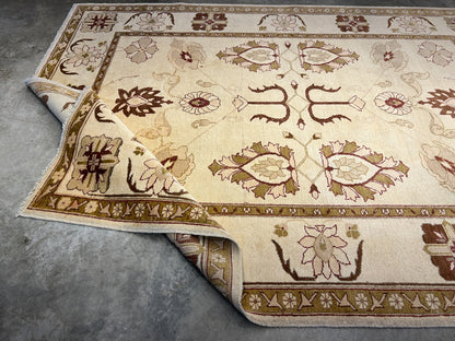 7'0"x9'3" Hand-Knotted 100% Wool Pile Indian Arut Carpet - Area Rug