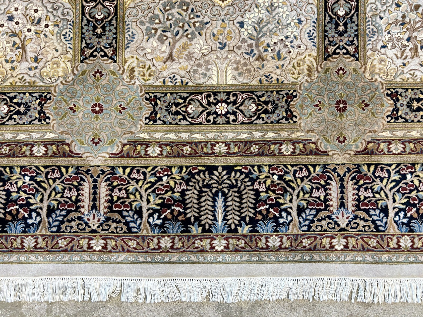 9'2"x12'4" Fine Hand-Knotted 100% Wool Pile Floral Carpet - Area Rug