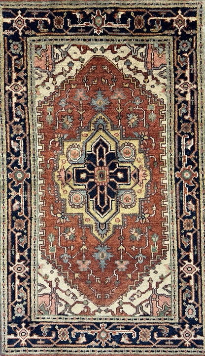 3’x5’1” Hand-Knotted 100% Wool Indoserapi Area Rug - Carpet