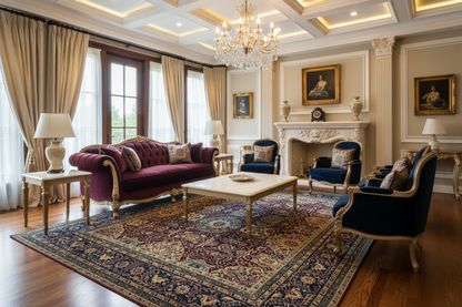 9'1"x12'3" Very Fine Hand-Knotted 100% Fine Wool Pile IndoTabriz Rug