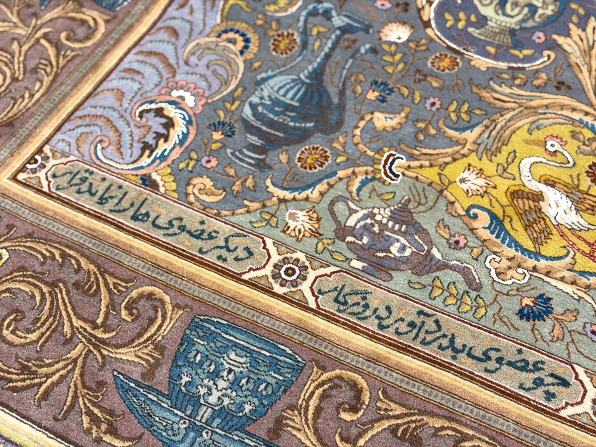 Hand-Knotted 60 Raj Pictorial Persian Tabriz Rug - Signed Nazeri - 5'10"x8'3"