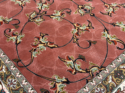 Hand-Knotted 60 Raj Persian Tabriz Rug - 6'8"x10'4"