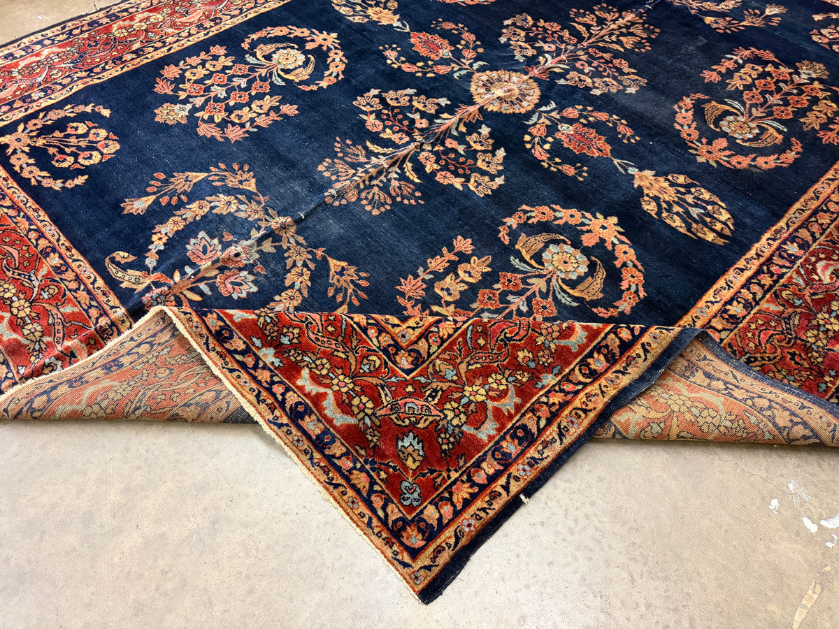 Hand-Knotted Antique Persian Sarouk Rug - 7’9”x9’10”