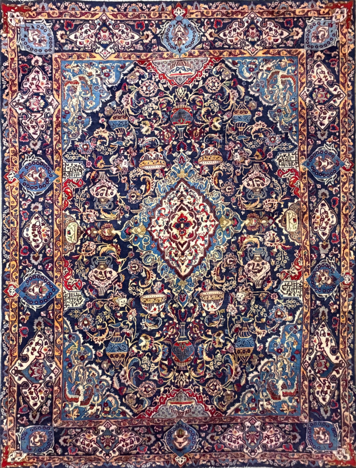 9’9”x13’1” Hand-Knotted Persian Kashmar Pictorial Area Rug