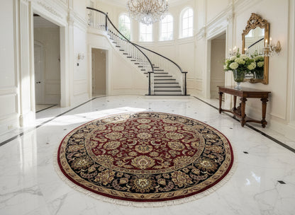 9’ Diameter Hand-Knotted Wool Indian Round Oriental Rug - 9x9 Handmade Carpet