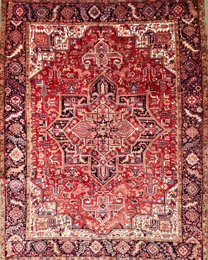 Hand-Knotted Persian Heriz Rug - 8’7”x11’