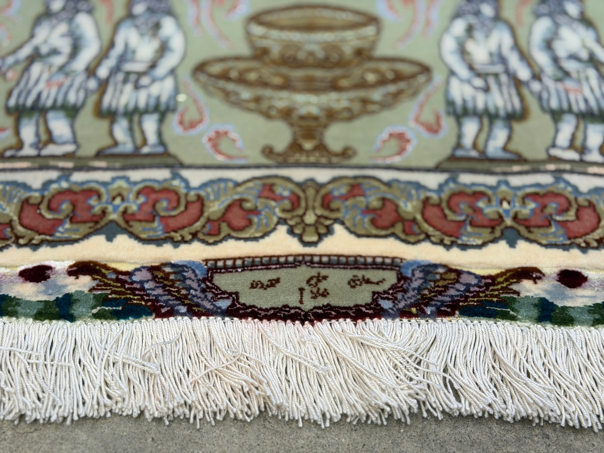 Hand-Knotted Pictorial 60 Raj Persian Tabriz Rug - 6'6"x10'2"