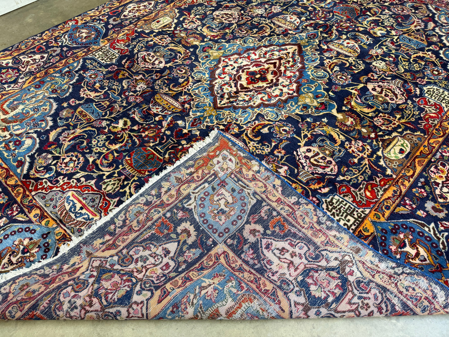 9’9”x13’1” Hand-Knotted Persian Kashmar Pictorial Area Rug
